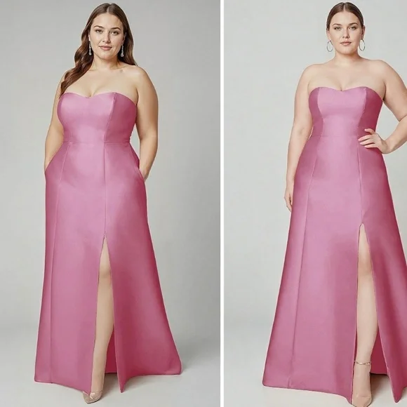 ALFRED SUNG Pink Strapless Maxi Dress - Picture 4 of 11